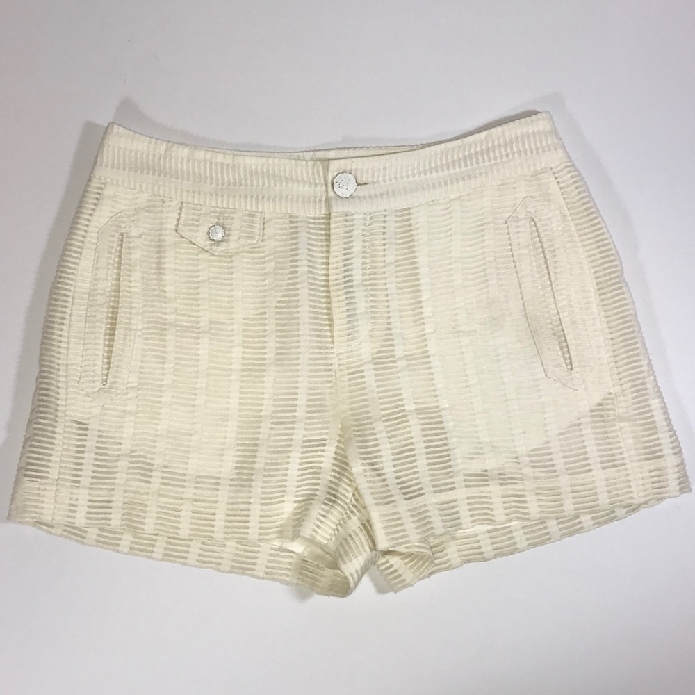 rag & bone Ivory White Eyelet Trouser Shorts Sheer